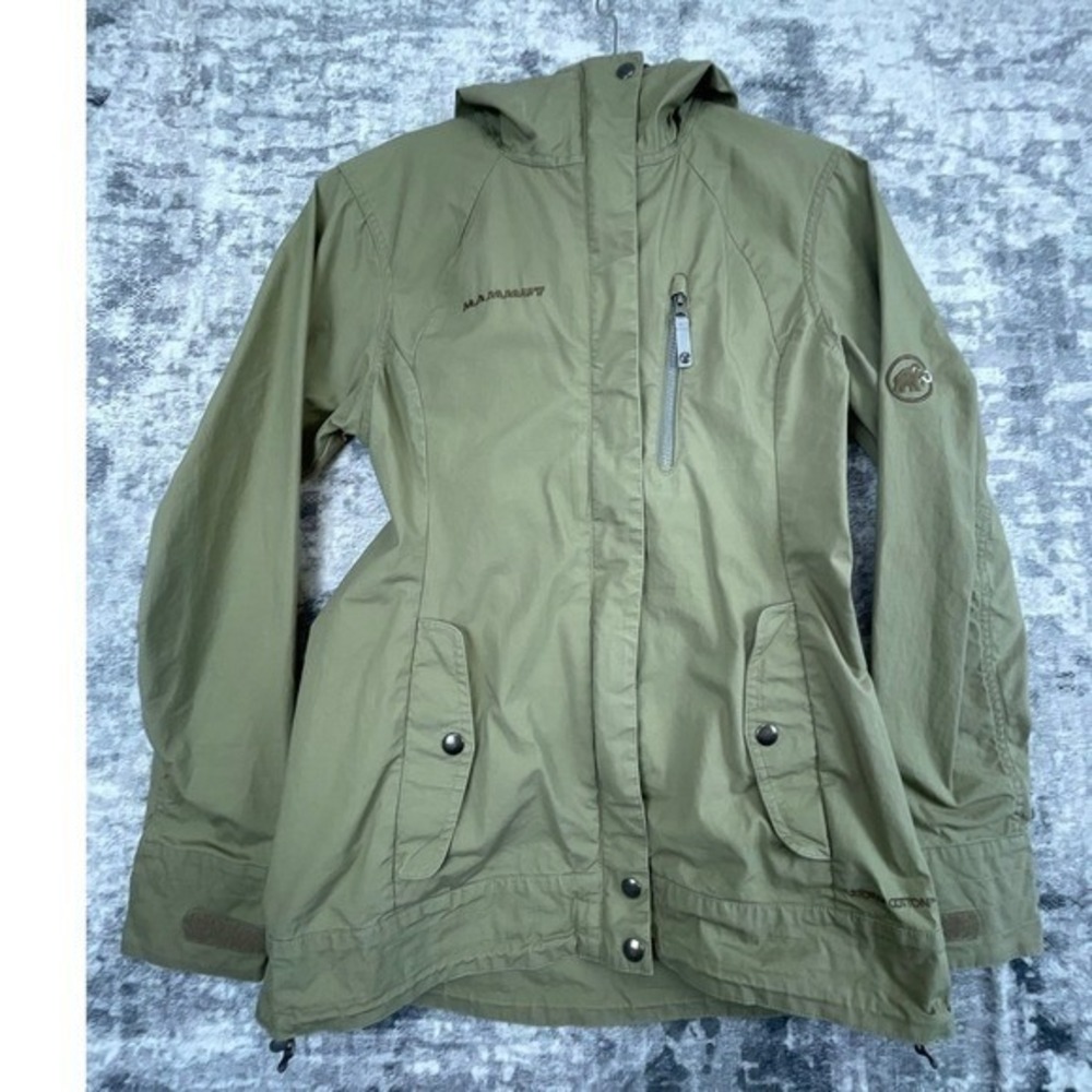 Mammut Trovat Guide SO Jacket Womens Small Olive Storm Cotton Hooded Hiking Coat